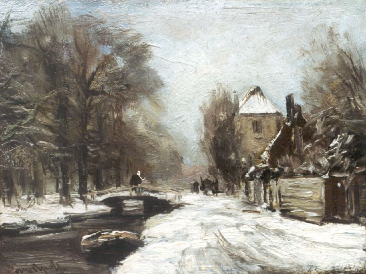 Apol L.F.H. | Lodewijk Franciscus Hendrik 'Louis' Apol, Winterse vaart, olieverf op schildersboard 20,0 x 26,3 cm, gesigneerd linksonder Apol L.F.H. | Lodewijk Franciscus Hendrik 'Louis' Apol, Winterse vaart, olieverf op schildersboard 20,0 x 26,3 cm, gesigneerd linksonder
