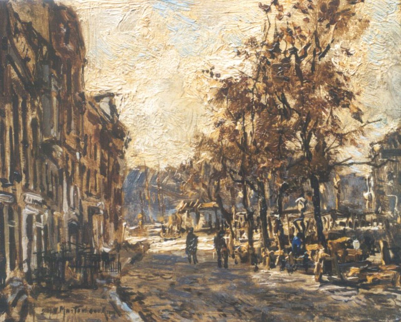 Mastenbroek J.H. van | Johan Hendrik van Mastenbroek, Havenkant, olieverf op paneel 13,8 x 16,8 cm, gesigneerd linksonder en gedateerd 1919 Mastenbroek J.H. van | Johan Hendrik van Mastenbroek, Havenkant, olieverf op paneel 13,8 x 16,8 cm, gesigneerd linksonder en gedateerd 1919