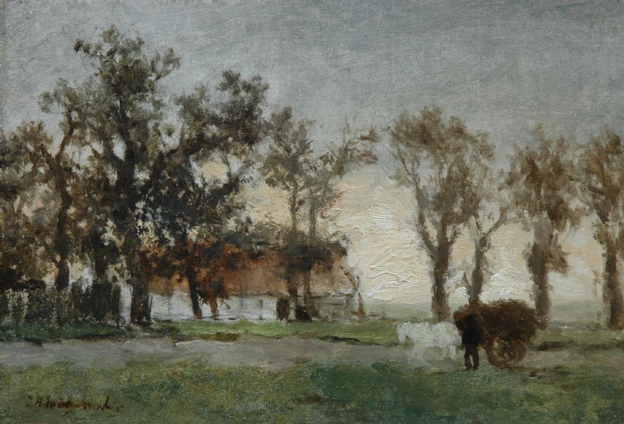 Weissenbruch H.J. | Hendrik Johannes 'J.H.' Weissenbruch, Boerderij tussen bomen, olieverf op doek 20,9 x 29,5 cm, gesigneerd linksonder Weissenbruch H.J. | Hendrik Johannes 'J.H.' Weissenbruch, Boerderij tussen bomen, olieverf op doek 20,9 x 29,5 cm, gesigneerd linksonder