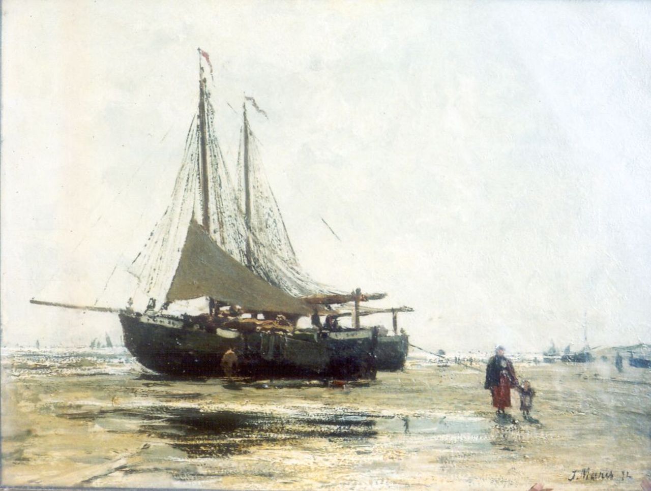 Maris J.H.  | Jacobus Hendricus 'Jacob' Maris, Bomschuiten op het strand, olieverf op paneel 23,0 x 31,0 cm, gesigneerd rechtsonder en gedateerd '72