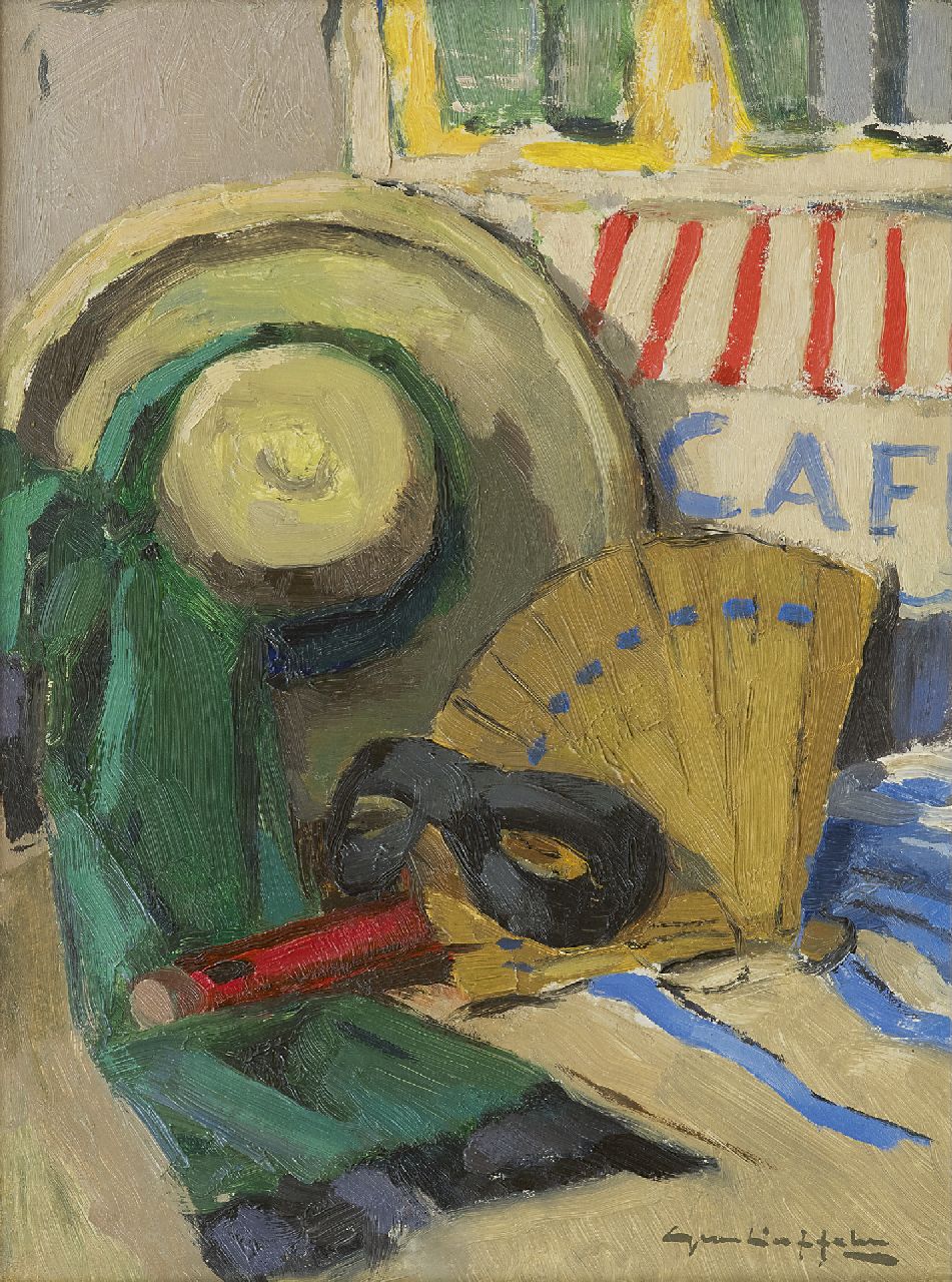 Duffelen G. van | Gerrit van Duffelen, Attributen voor het bal masqué, olieverf op schildersboard 30,1 x 22,8 cm, gesigneerd rechtsonder Duffelen G. van | Gerrit van Duffelen, Attributen voor het bal masqué, olieverf op schildersboard 30,1 x 22,8 cm, gesigneerd rechtsonder