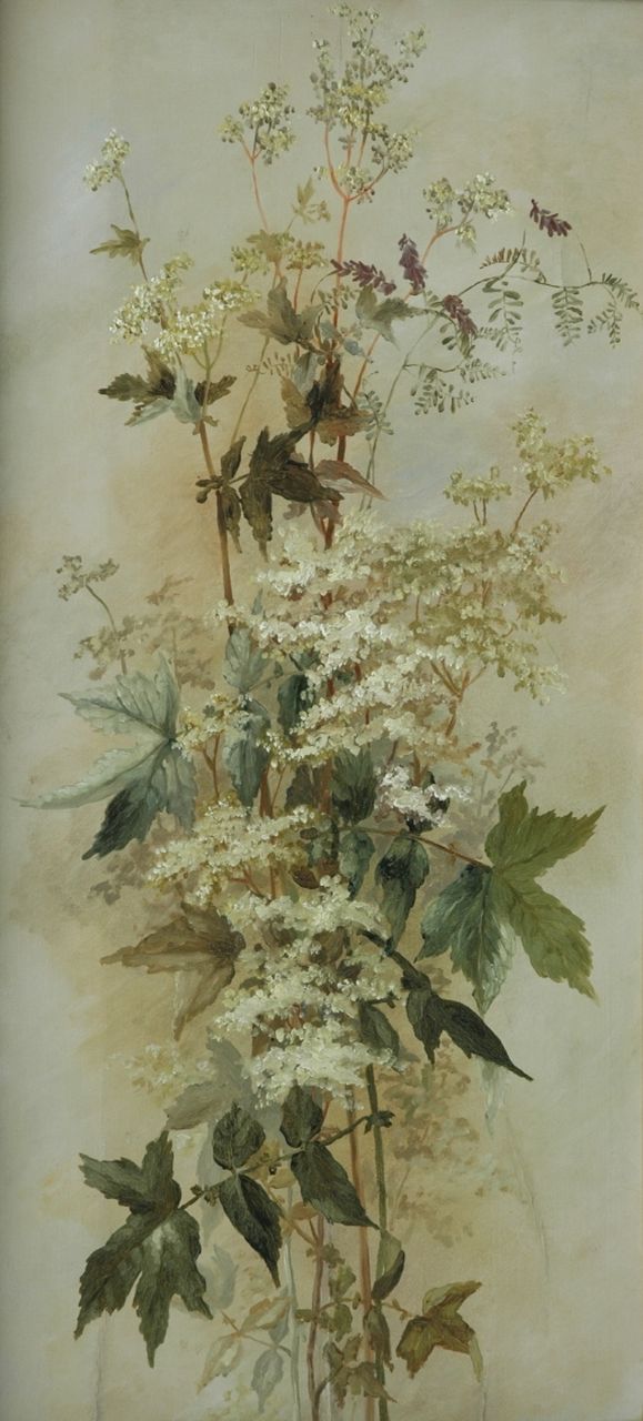 Quarles van Ufford Ph.A.M.  | Philippine Anne Madeleine Quarles van Ufford, Stilleven van schermbloemen, olieverf op paneel 92,2 x 43,5 cm