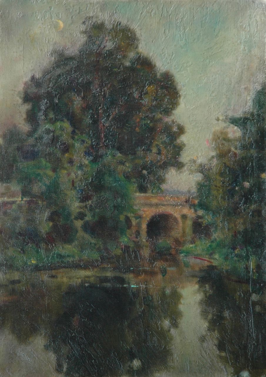 Muenier J.A. | Jules Alexis Muenier, Vijver bij maanlicht, olieverf op doek 46,3 x 33,2 cm Muenier J.A. | Jules Alexis Muenier, Vijver bij maanlicht, olieverf op doek 46,3 x 33,2 cm