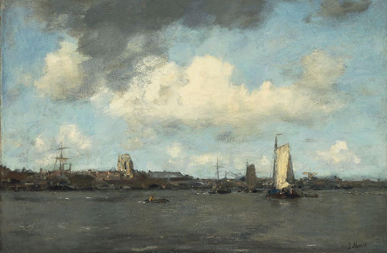 Maris J.H. | Jacobus Hendricus 'Jacob' Maris, Schepen op de Merwede bij Dordrecht, olieverf op doek 58,7 x 89,0 cm, gesigneerd rechtsonder Maris J.H. | Jacobus Hendricus 'Jacob' Maris, Schepen op de Merwede bij Dordrecht, olieverf op doek 58,7 x 89,0 cm, gesigneerd rechtsonder