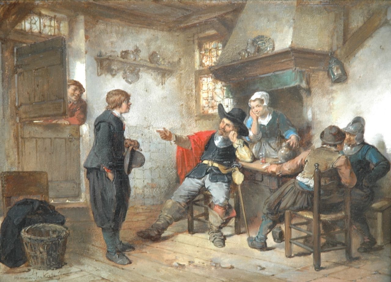 Kate H.F.C. ten | 'Herman' Frederik Carel ten Kate, Het nederige verzoek, olieverf op paneel 29,6 x 41,1 cm, gesigneerd linksonder Kate H.F.C. ten | 'Herman' Frederik Carel ten Kate, Het nederige verzoek, olieverf op paneel 29,6 x 41,1 cm, gesigneerd linksonder