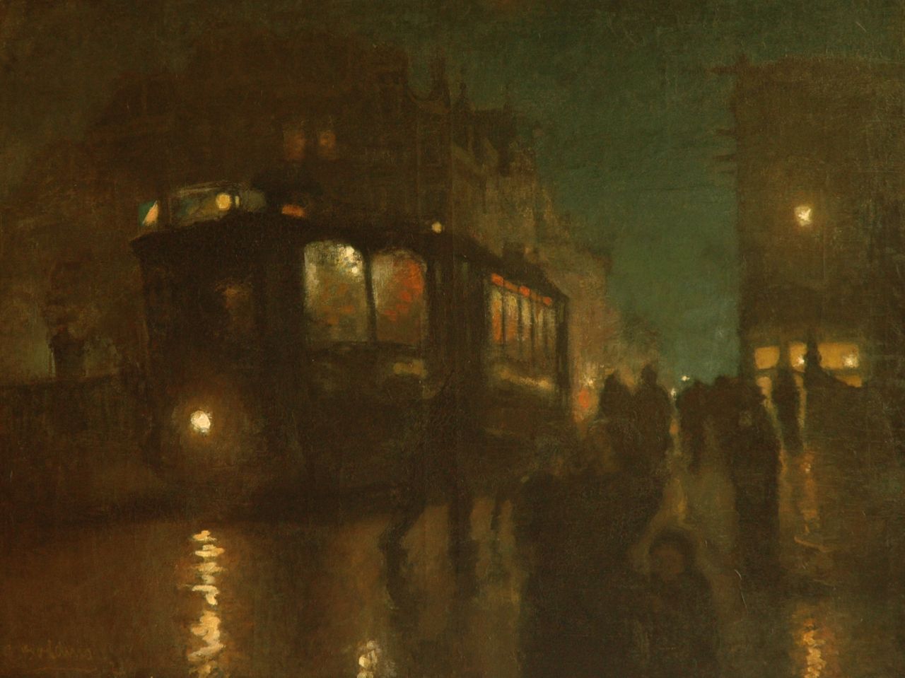 Bolding C.  | Cornelis 'Cees' Bolding, Leidsestraat bij avond, Amsterdam, olieverf op doek 90,3 x 120,2 cm, gesigneerd linksonder en gedateerd '21