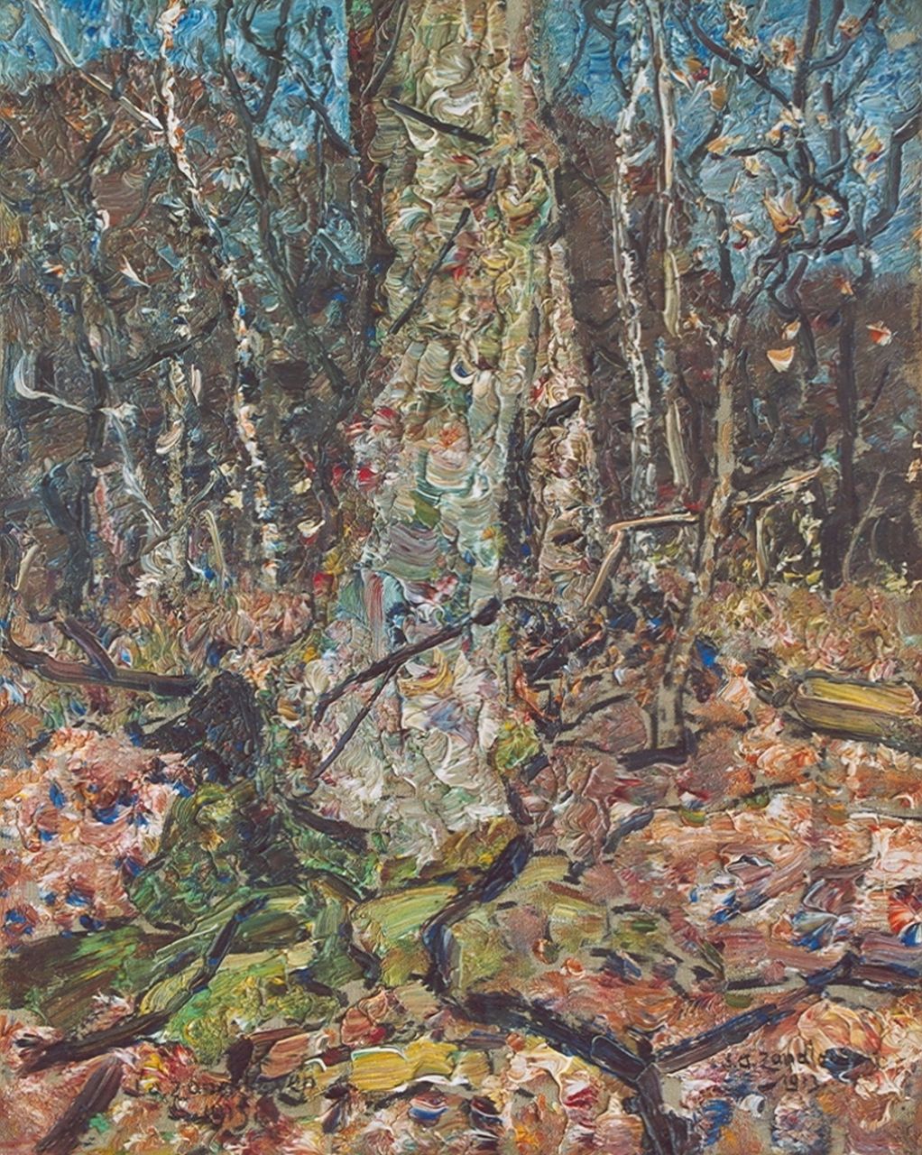 Zandleven J.A. | Jan Adam Zandleven, Bosgezicht, olieverf op doek op board 40,7 x 33,0 cm, gesigneerd rechtsonder en gedateerd 1913 Zandleven J.A. | Jan Adam Zandleven, Bosgezicht, olieverf op doek op board 40,7 x 33,0 cm, gesigneerd rechtsonder en gedateerd 1913
