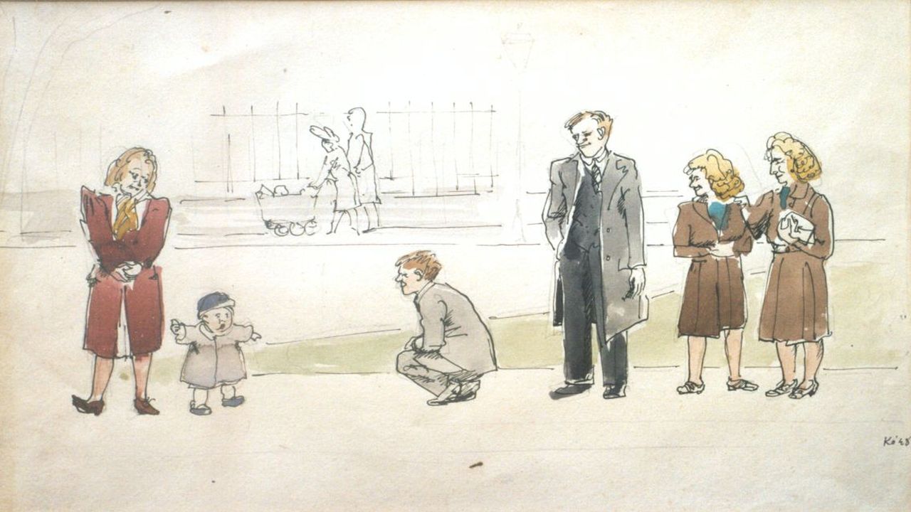 Kamerlingh Onnes H.H. | 'Harm' Henrick Kamerlingh Onnes, In het park, aquarel op papier 19,3 x 32,5 cm, gesigneerd rechtsonder monogram en gedateerd '48 Kamerlingh Onnes H.H. | 'Harm' Henrick Kamerlingh Onnes, In het park, aquarel op papier 19,3 x 32,5 cm, gesigneerd rechtsonder monogram en gedateerd '48