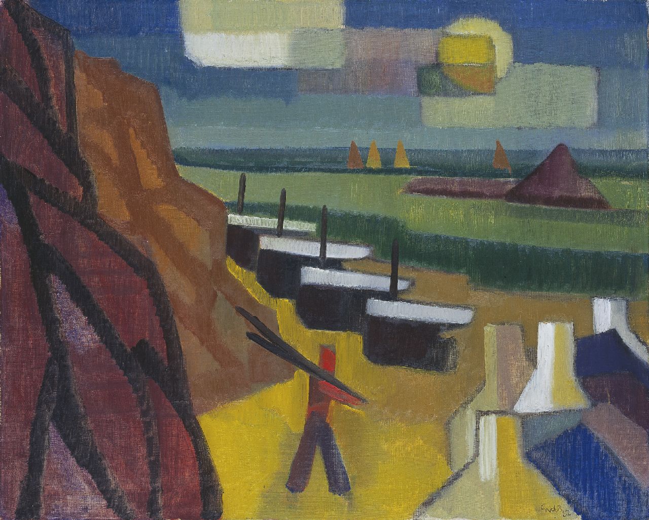 Berg S.R. van den | Sybren Ridsert 'Siep' van den Berg, Vissersboten op het strand van Cancale, Bretagne, olieverf op doek 64,8 x 80,0 cm, gesigneerd rechtsonder met initialen en gedateerd '52 Berg S.R. van den | Sybren Ridsert 'Siep' van den Berg, Vissersboten op het strand van Cancale, Bretagne, olieverf op doek 64,8 x 80,0 cm, gesigneerd rechtsonder met initialen en gedateerd '52