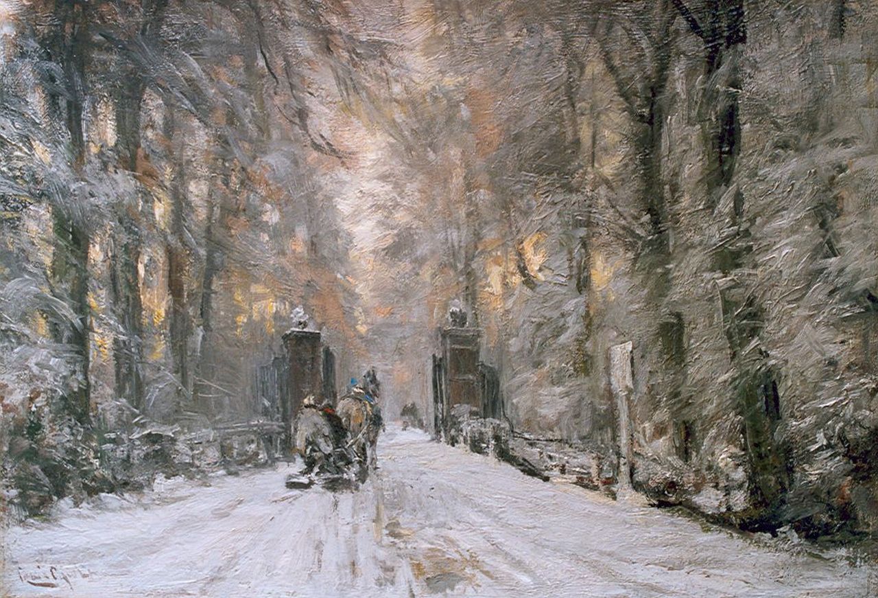 Apol L.F.H. | Lodewijk Franciscus Hendrik 'Louis' Apol, Trekslee in het Haagse Bos, olieverf op doek 42,5 x 61,0 cm, gesigneerd linksonder Apol L.F.H. | Lodewijk Franciscus Hendrik 'Louis' Apol, Trekslee in het Haagse Bos, olieverf op doek 42,5 x 61,0 cm, gesigneerd linksonder