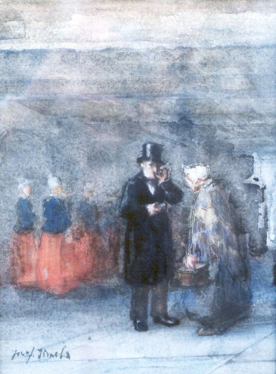 Israëls J. | Jozef Israëls, Weldoener in een weeshuis, krijt en aquarel op papier 27,8 x 20,6 cm, gesigneerd linksonder Israëls J. | Jozef Israëls, Weldoener in een weeshuis, krijt en aquarel op papier 27,8 x 20,6 cm, gesigneerd linksonder