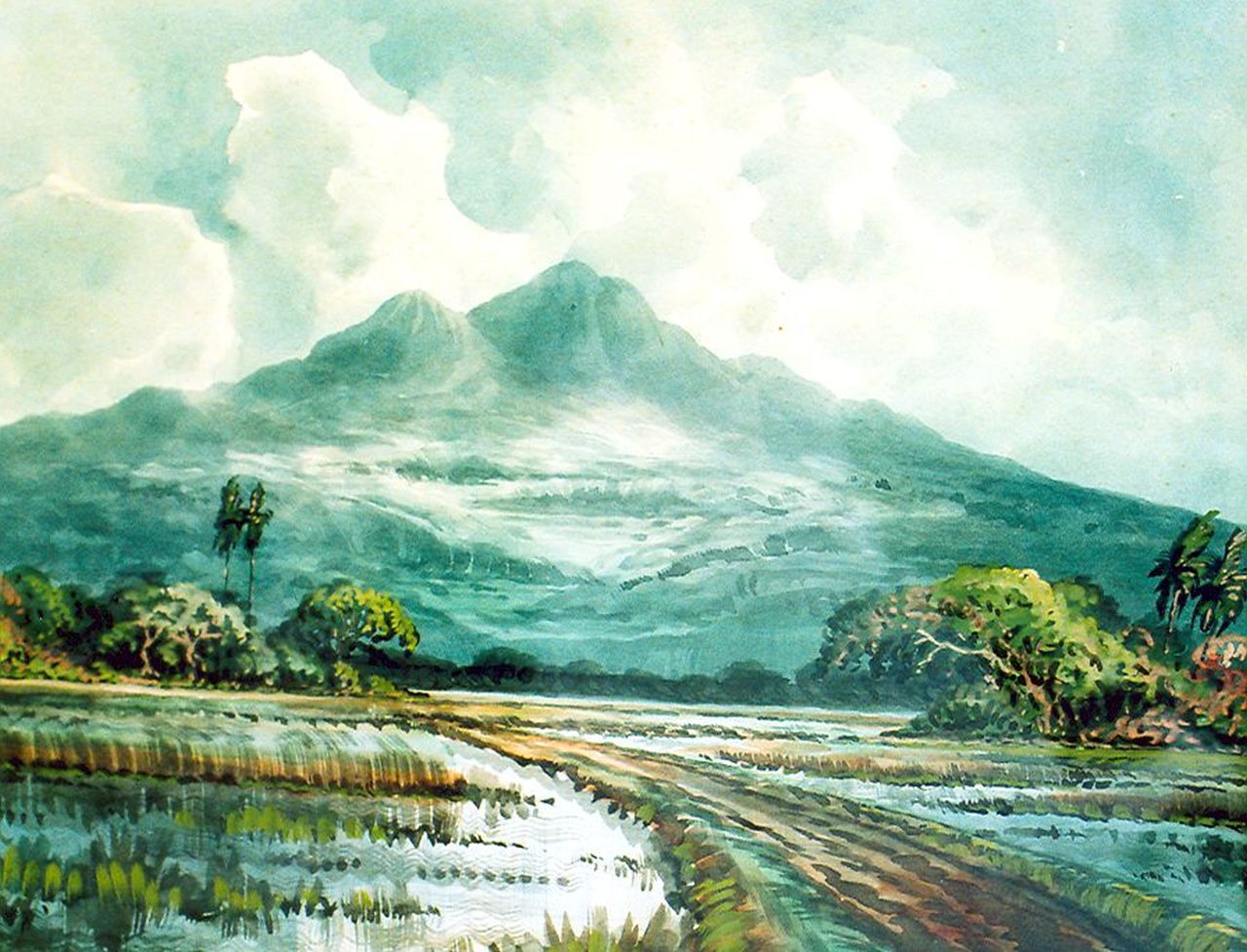 Widjaja A.K. | Anton Kustia Widjaja, Sawa's in Indonesië, aquarel op papier 23,0 x 30,0 cm, gesigneerd rechtsonder Widjaja A.K. | Anton Kustia Widjaja, Sawa's in Indonesië, aquarel op papier 23,0 x 30,0 cm, gesigneerd rechtsonder