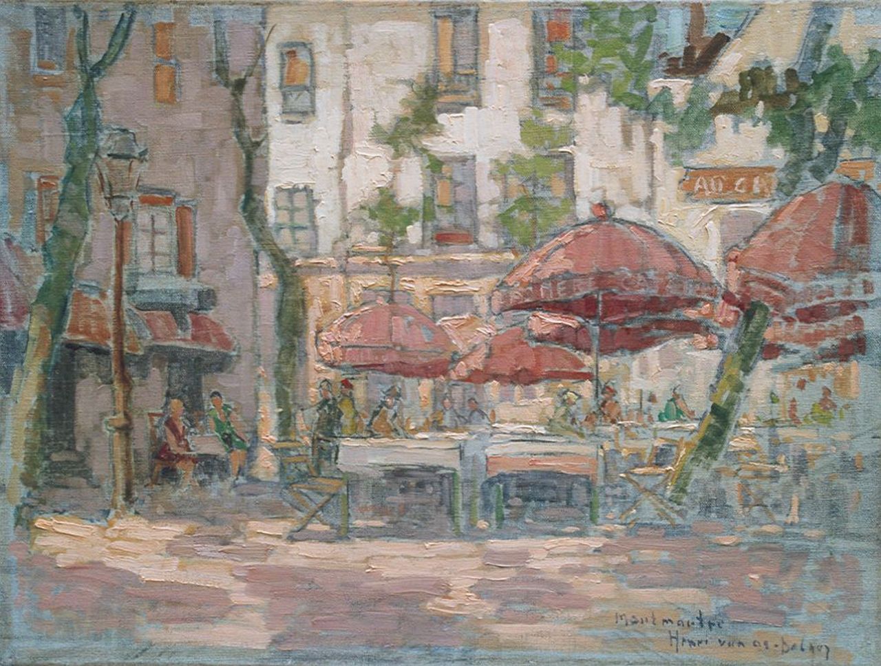 Os-Delhez (Hendrik van Os) H. van | Hendrik 'Henri' van Os-Delhez (Hendrik van Os), Terras op Montmartre, olieverf op doek 30,2 x 40,3 cm, gesigneerd rechtsonder
