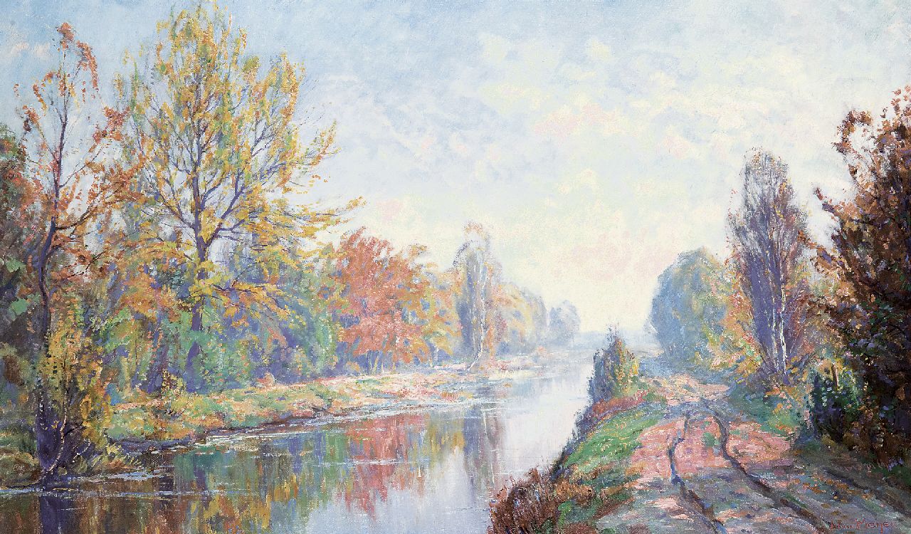 Meijer J. | Johannes 'Johan' Meijer, Herfstmorgen aan de Gooiersgracht bij Laren, olieverf op doek 60,0 x 100,0 cm, gesigneerd rechtsonder Meijer J. | Johannes 'Johan' Meijer, Herfstmorgen aan de Gooiersgracht bij Laren, olieverf op doek 60,0 x 100,0 cm, gesigneerd rechtsonder