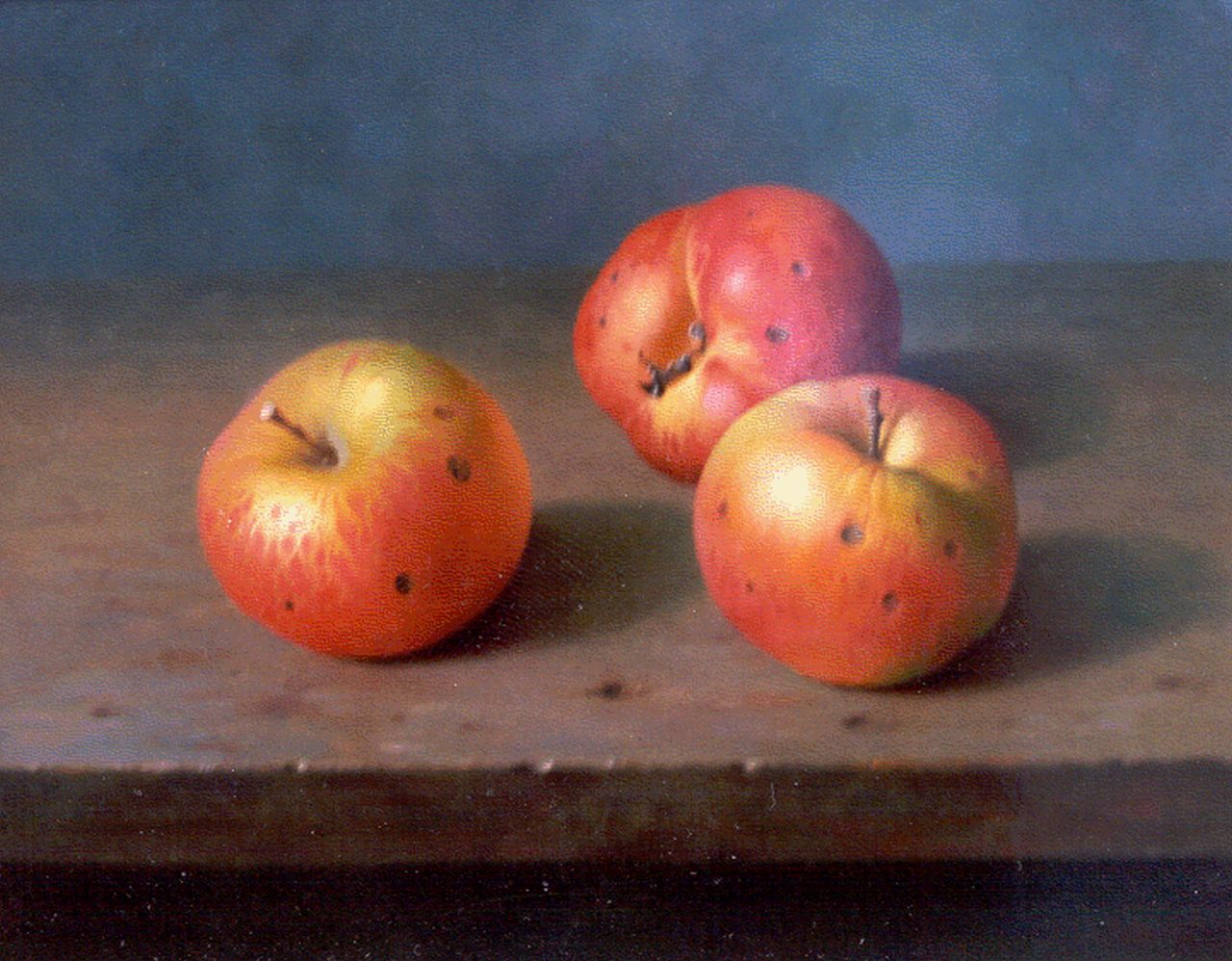 Bubarnik A.G. | Andreas Gyula Bubarnik, Stilleven van drie appels, koper 24,0 x 31,0 cm, gesigneerd rechtsonder Bubarnik A.G. | Andreas Gyula Bubarnik, Stilleven van drie appels, koper 24,0 x 31,0 cm, gesigneerd rechtsonder