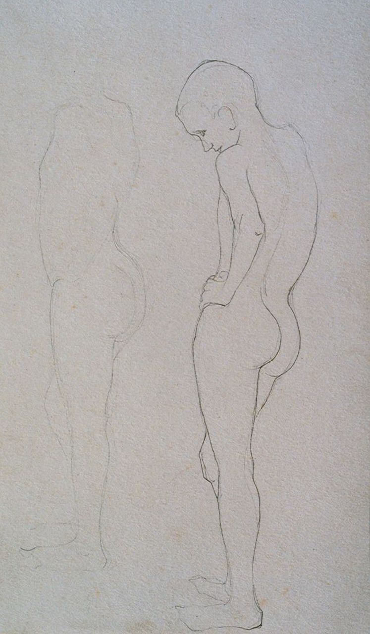 Mankes J. | Jan Mankes, Studie van een mannelijk naakt, potlood op papier 26,4 x 17,0 cm, te dateren 1913 Mankes J. | Jan Mankes, Studie van een mannelijk naakt, potlood op papier 26,4 x 17,0 cm, te dateren 1913