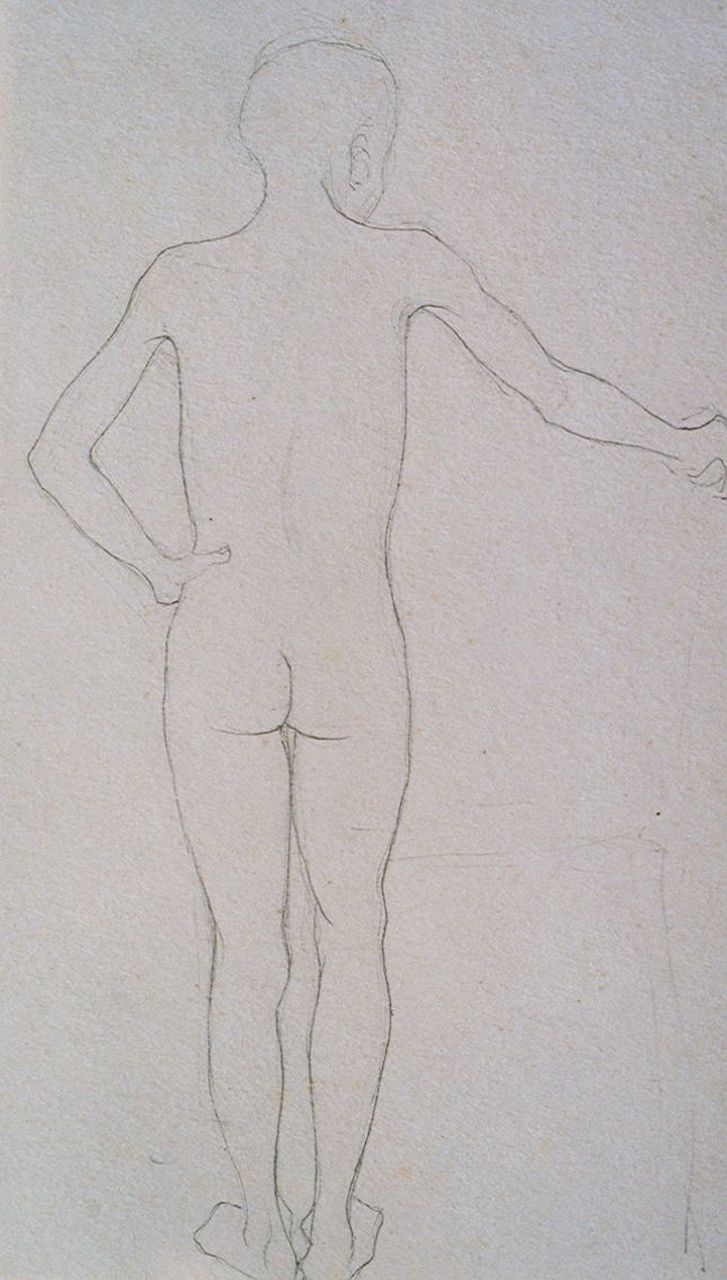 Mankes J. | Jan Mankes, Studie van een mannelijk naakt, potlood op papier 24,9 x 18,5 cm, te dateren 1913 Mankes J. | Jan Mankes, Studie van een mannelijk naakt, potlood op papier 24,9 x 18,5 cm, te dateren 1913