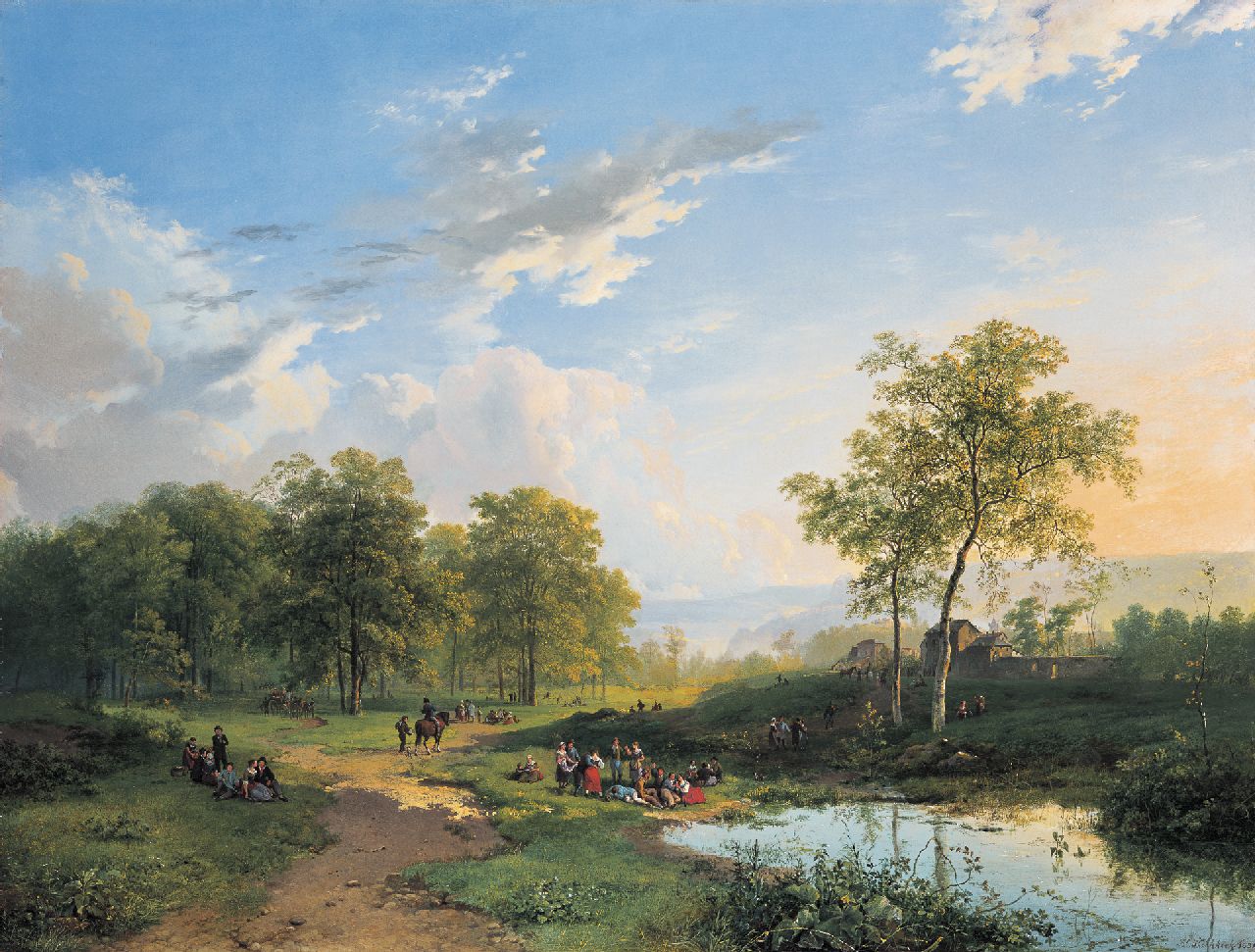 Koekkoek B.C.  | Barend Cornelis Koekkoek, Landelijk vermaak buiten de stadsmuren, olieverf op doek 56,3 x 74,0 cm, gesigneerd rechtsonder en gedateerd 1831