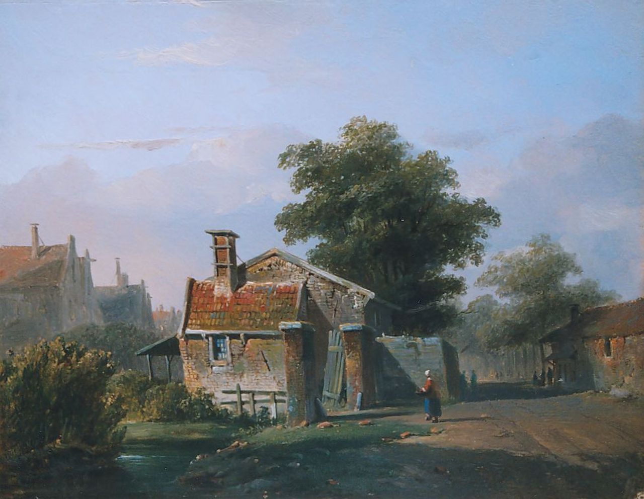 Eversen A. | Adrianus Eversen, Huisje aan een achterpad, olieverf op paneel 21,9 x 28,2 cm Eversen A. | Adrianus Eversen, Huisje aan een achterpad, olieverf op paneel 21,9 x 28,2 cm