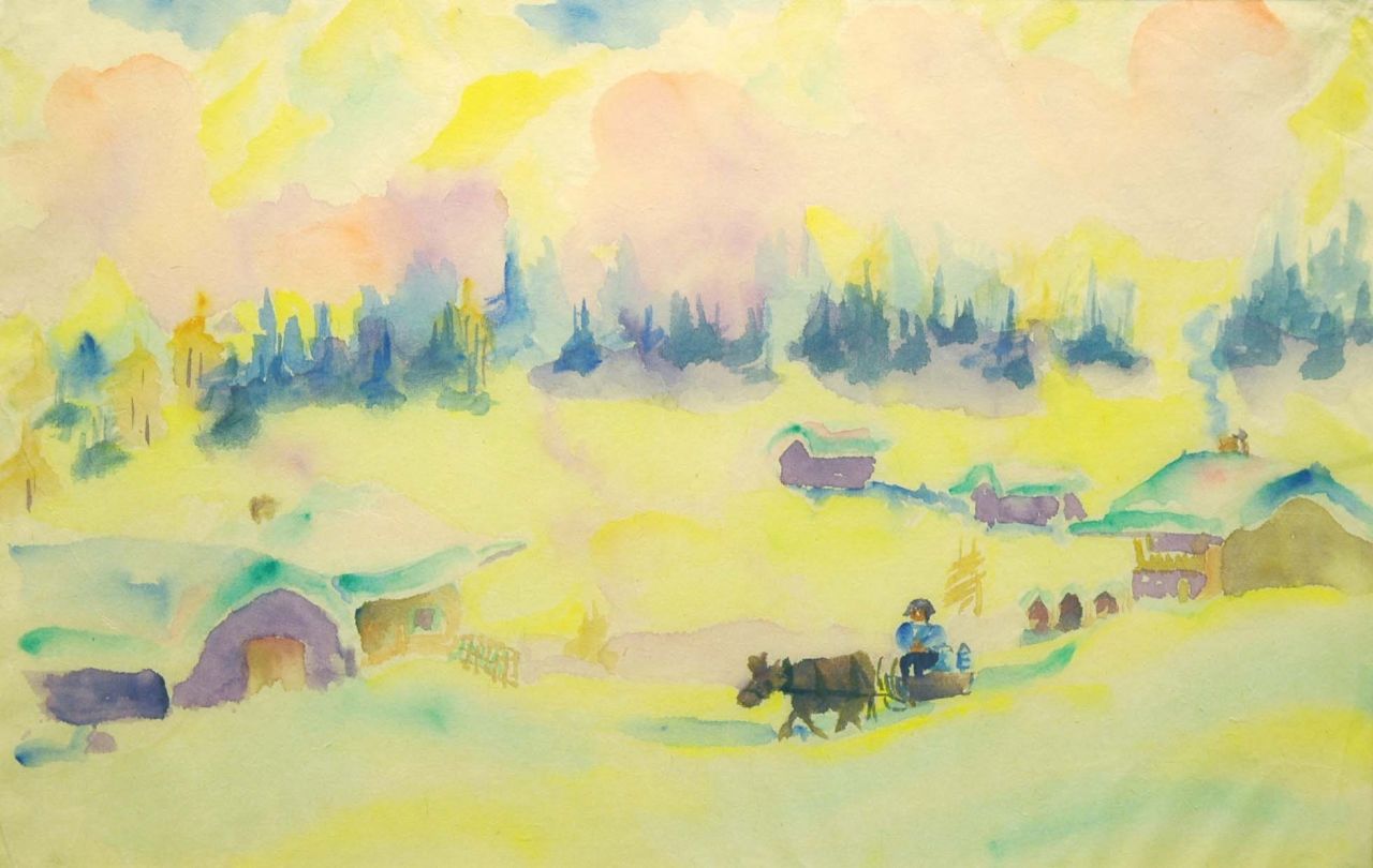 Bauknecht P. | Philipp Bauknecht, Landschap, Davos, aquarel op papier 35,0 x 49,5 cm, te dateren ca. 1920 Bauknecht P. | Philipp Bauknecht, Landschap, Davos, aquarel op papier 35,0 x 49,5 cm, te dateren ca. 1920