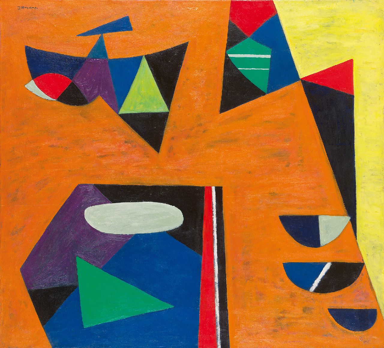 Ittmann H. | Hans Ittmann, Abstracte compositie, olieverf op doek 90,0 x 100,0 cm, gesigneerd linksboven Ittmann H. | Hans Ittmann, Abstracte compositie, olieverf op doek 90,0 x 100,0 cm, gesigneerd linksboven