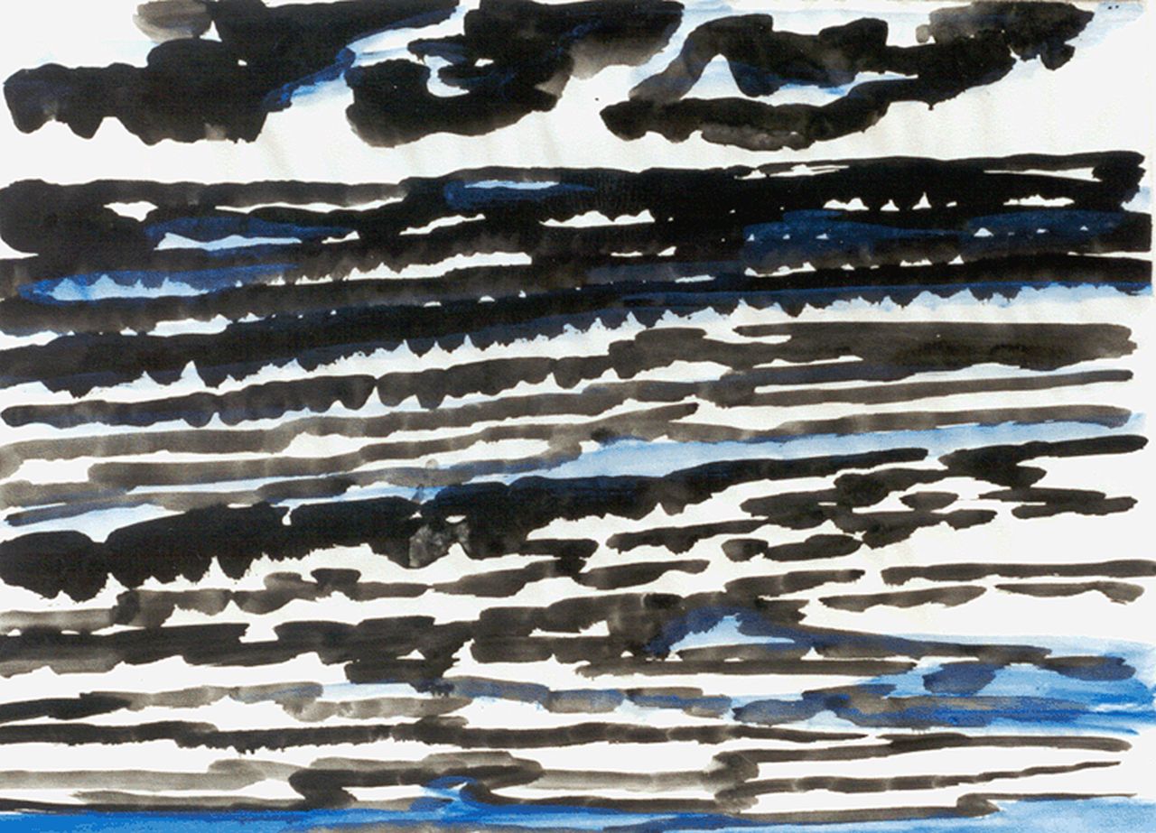 Benner G. | Gerrit Benner, Zee en wolken, gouache op papier 51,0 x 66,0 cm, gesigneerd rechtsonder en te dateren ca. 1951 Benner G. | Gerrit Benner, Zee en wolken, gouache op papier 51,0 x 66,0 cm, gesigneerd rechtsonder en te dateren ca. 1951