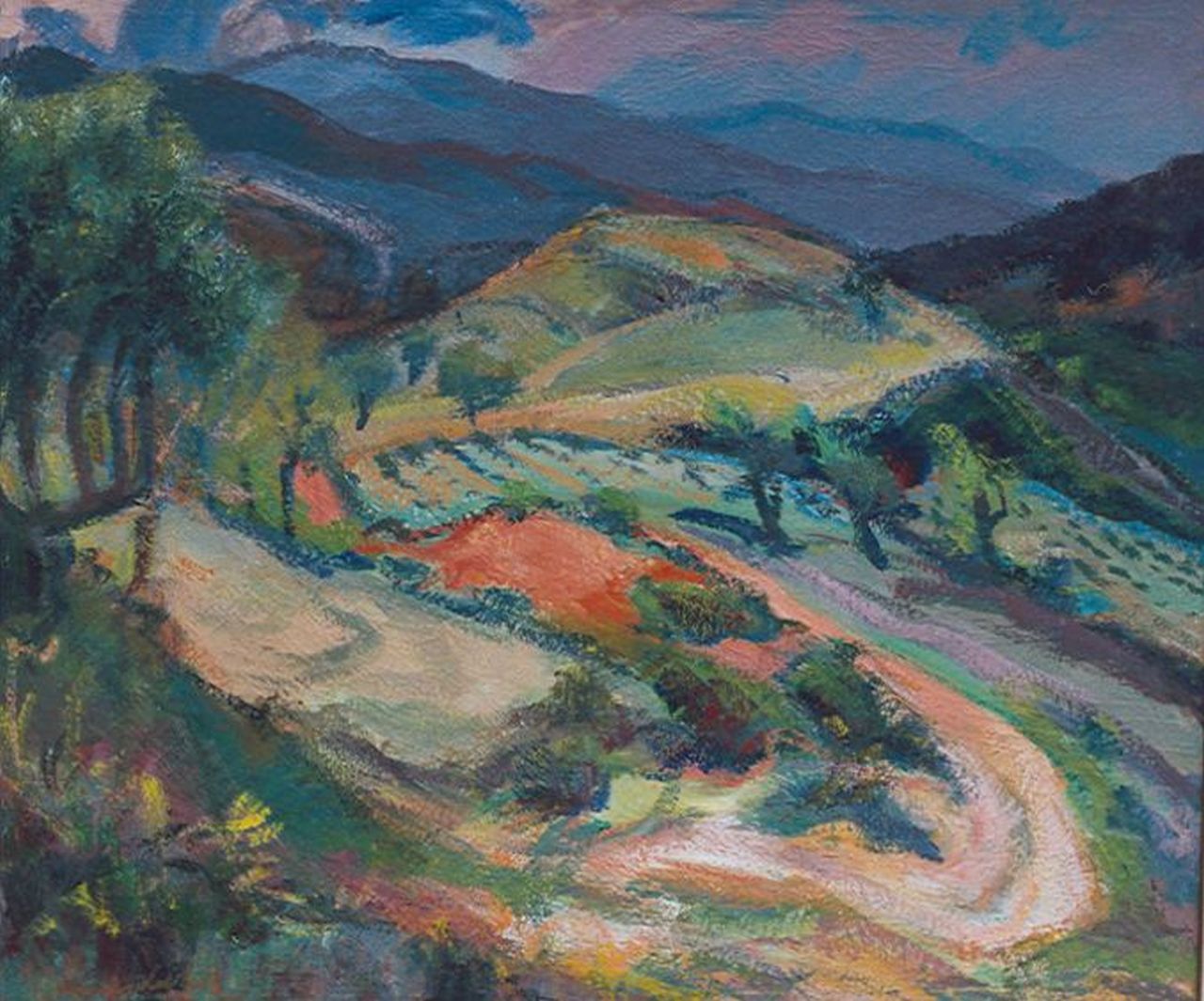 Vries J. de | Jannes de Vries, Frans heuvellandschap, olieverf op doek 60,4 x 70,2 cm, gesigneerd linksonder