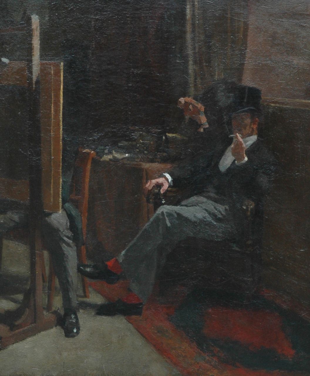 Oyens D.  | David Oyens, In het atelier van de schilder, olieverf op doek 65,4 x 55,0 cm