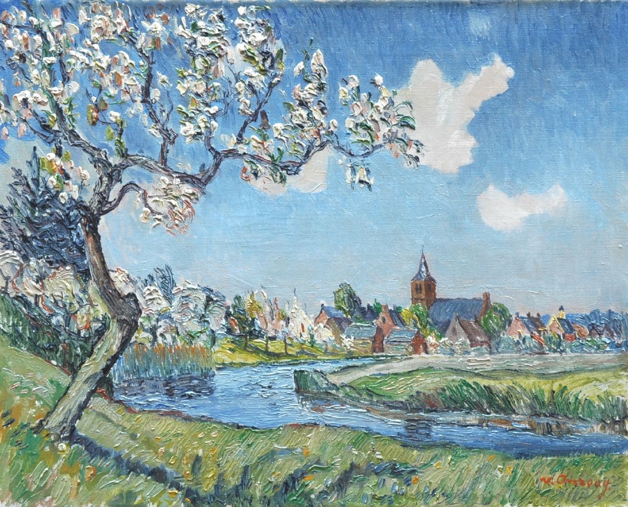 Anrooy J.A.M. van | 'Jan' Adriaan Marie van Anrooy, Gezicht op Deil aan de Linge, olieverf op doek 40,0 x 50,0 cm, gesigneerd rechtsonder Anrooy J.A.M. van | 'Jan' Adriaan Marie van Anrooy, Gezicht op Deil aan de Linge, olieverf op doek 40,0 x 50,0 cm, gesigneerd rechtsonder
