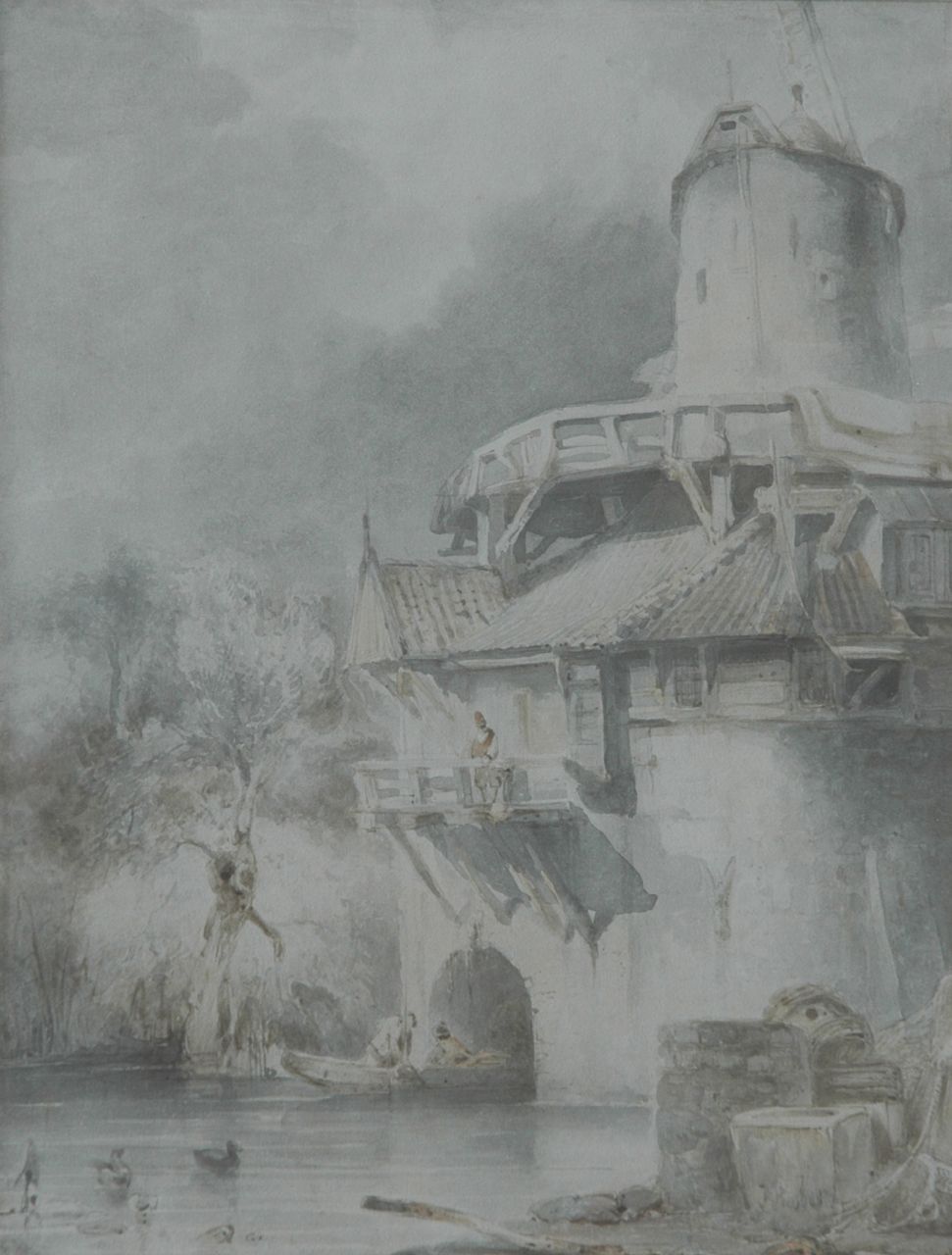Bosboom J. | Johannes Bosboom, Watermolen te Leuven, sepia op papier 28,6 x 21,3 cm, gesigneerd rechtsonder Bosboom J. | Johannes Bosboom, Watermolen te Leuven, sepia op papier 28,6 x 21,3 cm, gesigneerd rechtsonder