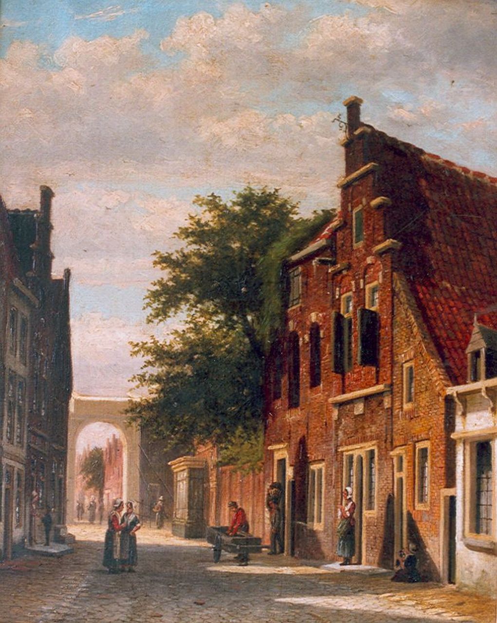 Mittertreiner J.J. | Johannes Jacobus Mittertreiner, Oudhollands straatje met figuren, olieverf op doek 42,4 x 33,6 cm, gesigneerd rechtsonder Mittertreiner J.J. | Johannes Jacobus Mittertreiner, Oudhollands straatje met figuren, olieverf op doek 42,4 x 33,6 cm, gesigneerd rechtsonder