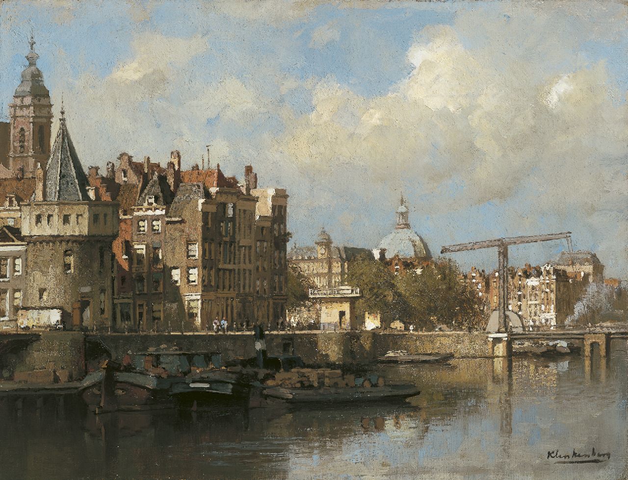 Klinkenberg J.C.K.  | Johannes Christiaan Karel Klinkenberg, Prins Hendrikkade met de Schreierstoren in Amsterdam, olieverf op doek 32,7 x 42,5 cm, gesigneerd rechtsonder