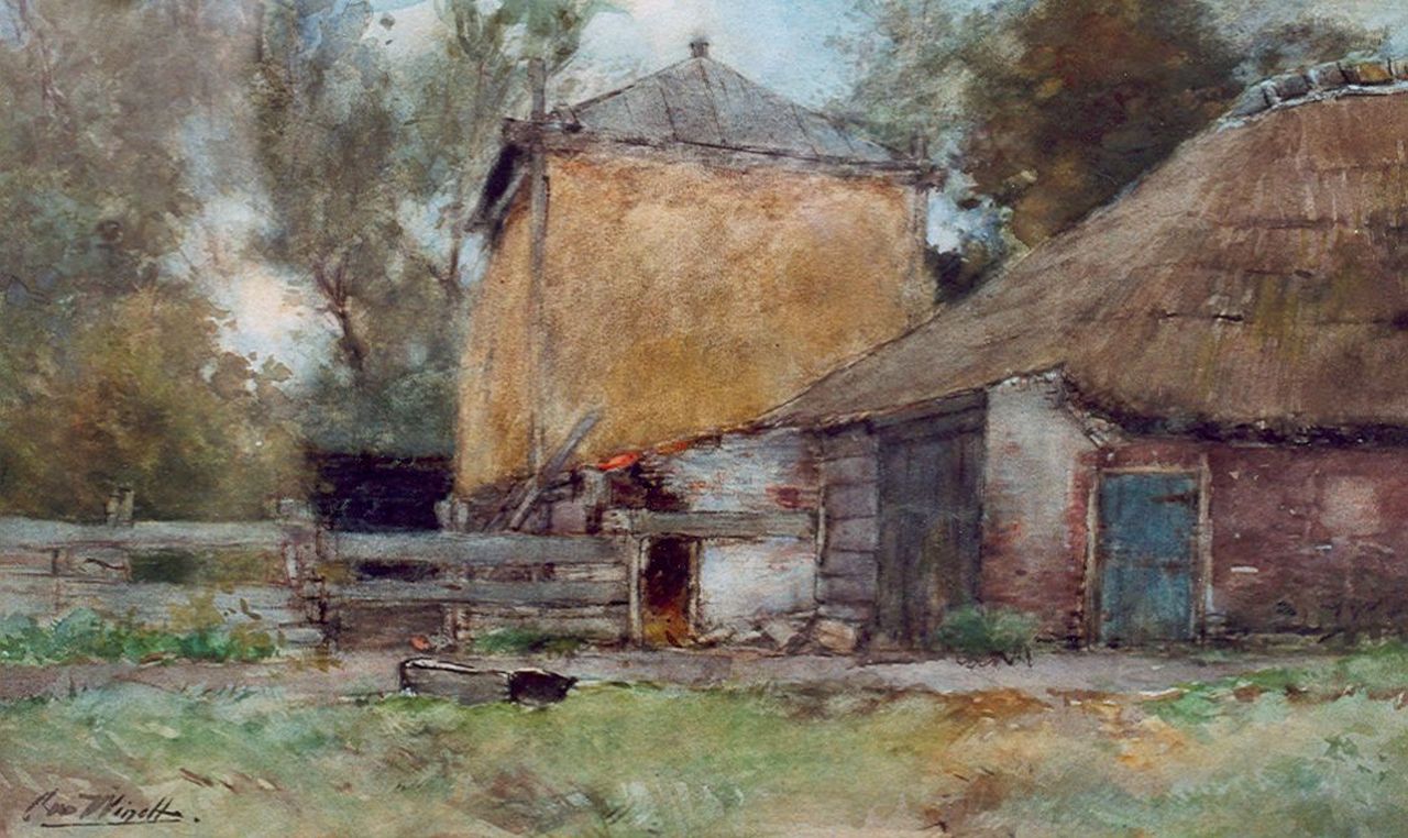 Windt Ch. van der | Christophe 'Chris' van der Windt, Boerderij met hooiberg, aquarel op papier 31,0 x 51,5 cm, gesigneerd linksonder Windt Ch. van der | Christophe 'Chris' van der Windt, Boerderij met hooiberg, aquarel op papier 31,0 x 51,5 cm, gesigneerd linksonder