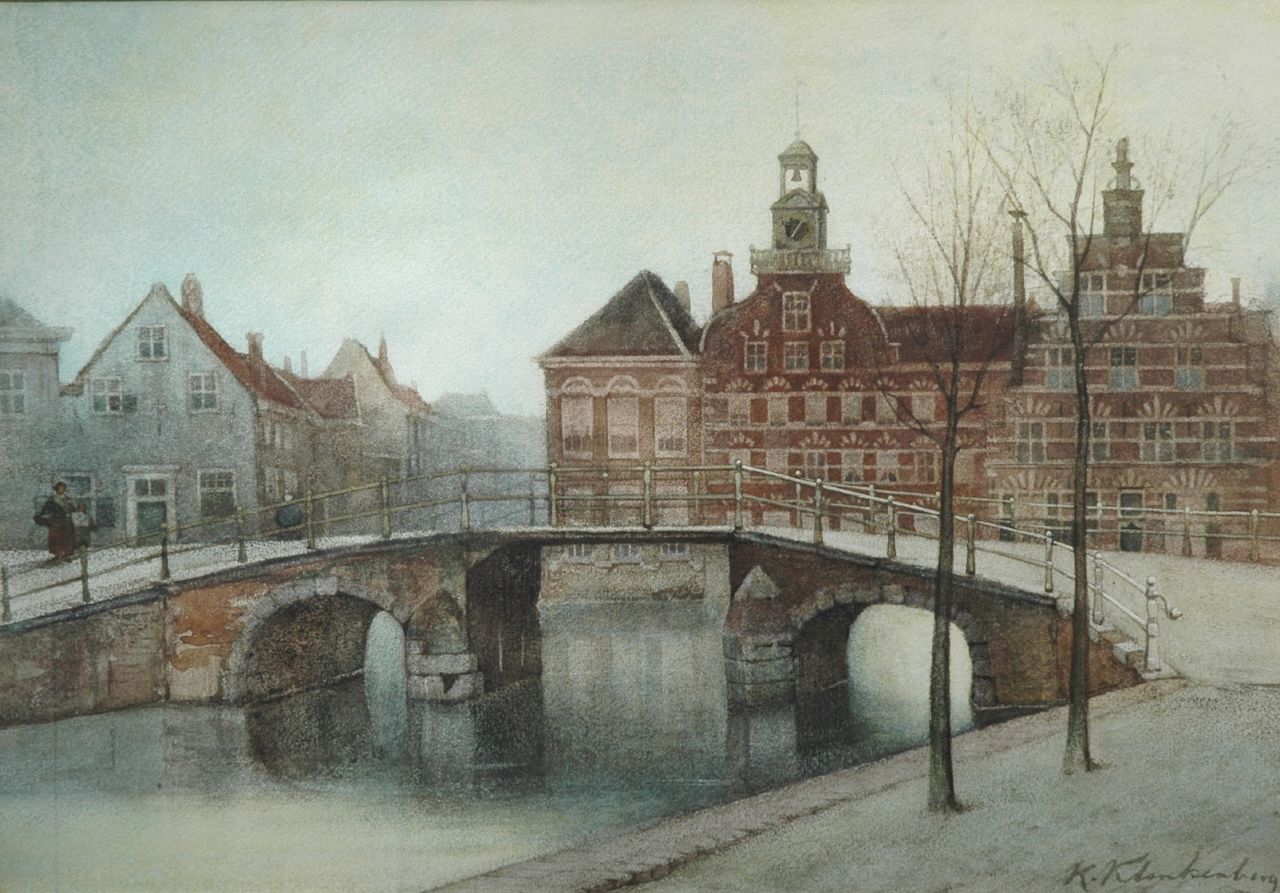 Klinkenberg J.C.K.  | Johannes Christiaan Karel Klinkenberg, Gezicht op het Haagse Spui met het Oude Vrouwen- en Kinderhuis, aquarel op papier 29,1 x 41,7 cm, gesigneerd rechtsonder
