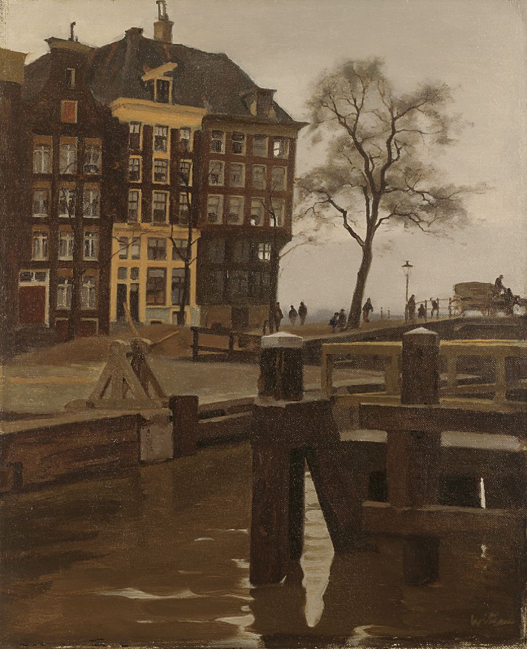 Witsen W.A. | 'Willem' Arnold Witsen, De hoek Kalkmarkt en Prins Hendrikkade, Amsterdam, olieverf op doek 51,2 x 42,0 cm, gesigneerd rechtsonder Witsen W.A. | 'Willem' Arnold Witsen, De hoek Kalkmarkt en Prins Hendrikkade, Amsterdam, olieverf op doek 51,2 x 42,0 cm, gesigneerd rechtsonder