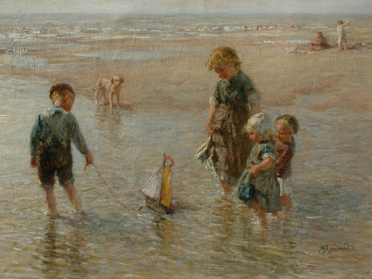Blommers B.J. | Bernardus Johannes 'Bernard' Blommers, Spelevaren op het strand, olieverf op doek 58,2 x 81,4 cm, gesigneerd rechtsonder Blommers B.J. | Bernardus Johannes 'Bernard' Blommers, Spelevaren op het strand, olieverf op doek 58,2 x 81,4 cm, gesigneerd rechtsonder