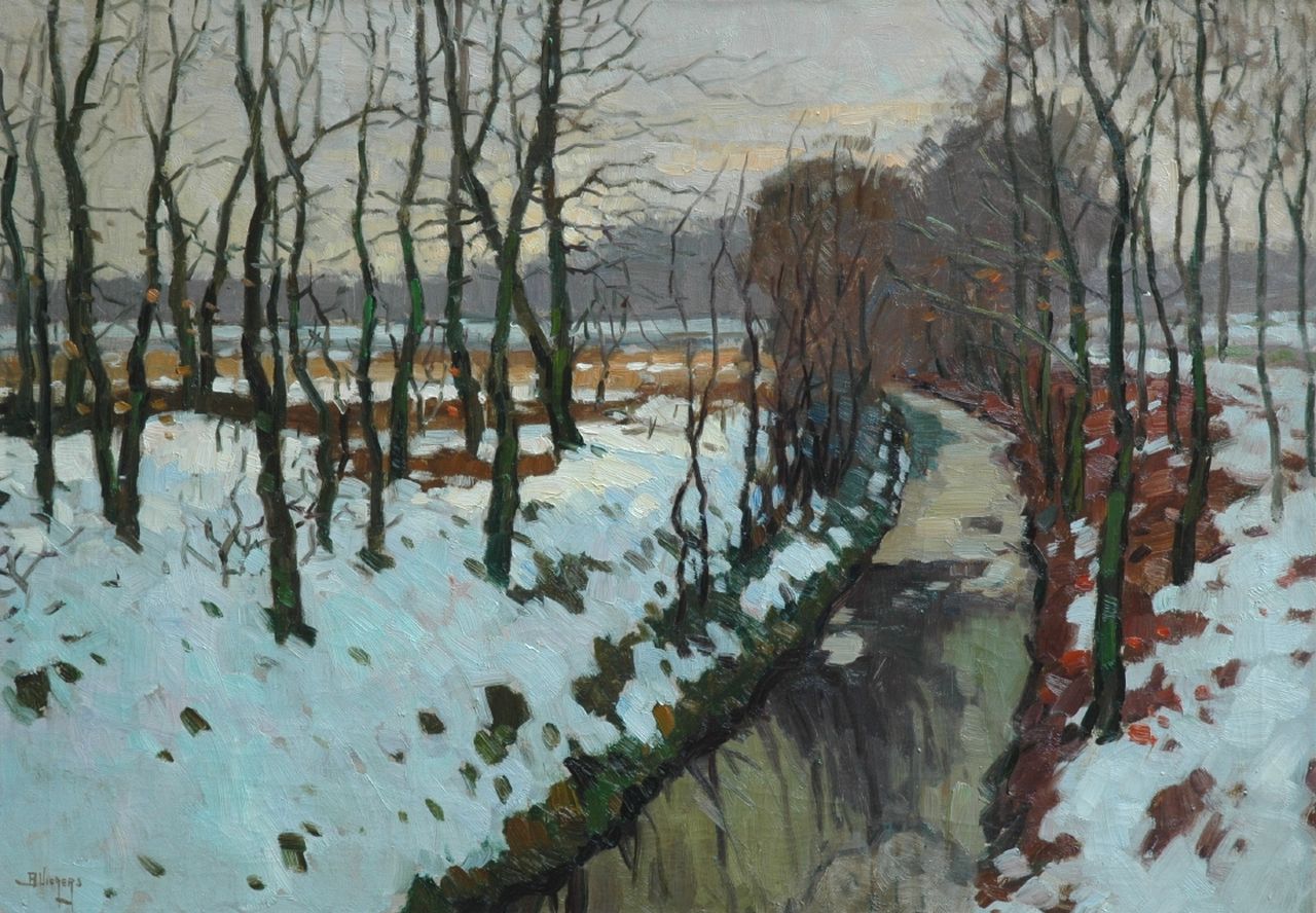 Viegers B.P. | Bernardus Petrus 'Ben' Viegers, Veluws beeklandschap in de winter, olieverf op doek 50,0 x 70,5 cm, gesigneerd linksonder Viegers B.P. | Bernardus Petrus 'Ben' Viegers, Veluws beeklandschap in de winter, olieverf op doek 50,0 x 70,5 cm, gesigneerd linksonder