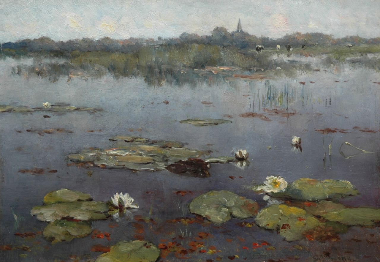 Altmann G.  | Gerard Altmann, Waterlelies, olieverf op paneel 21,6 x 31,2 cm, gesigneerd rechtsonder