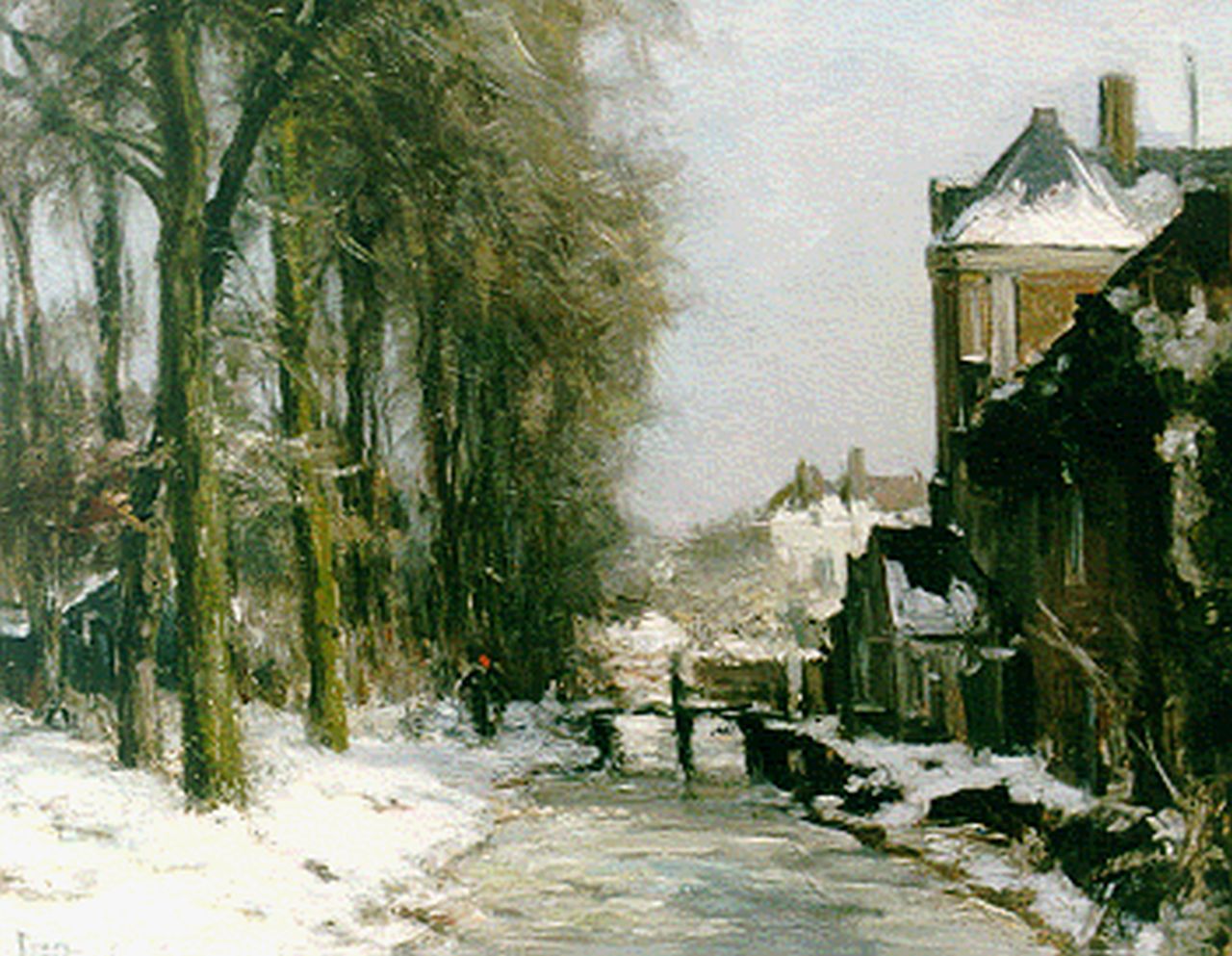 Apol L.F.H. | Lodewijk Franciscus Hendrik 'Louis' Apol, Winterlandschap met bevroren vaart, olieverf op doek 39,5 x 50,0 cm, gesigneerd linksonder Apol L.F.H. | Lodewijk Franciscus Hendrik 'Louis' Apol, Winterlandschap met bevroren vaart, olieverf op doek 39,5 x 50,0 cm, gesigneerd linksonder