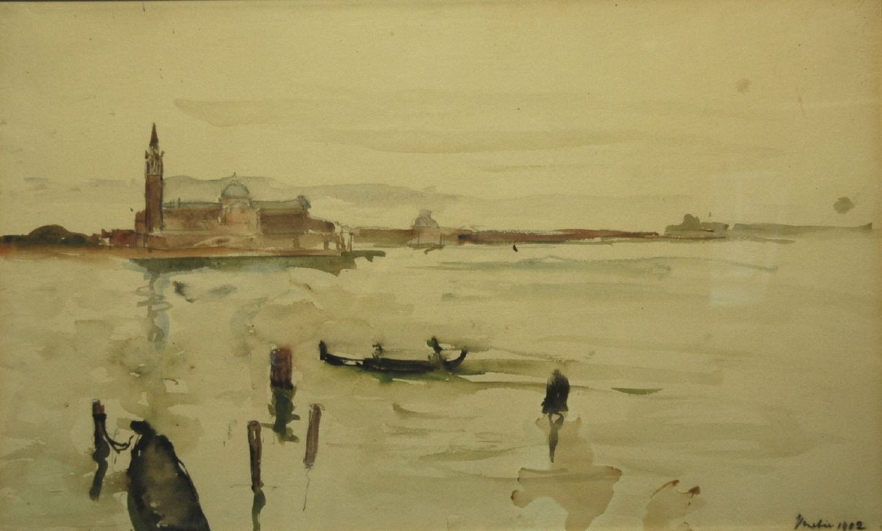 Storm van 's-Gravesande C.N. | Carel Nicolaas Storm van 's-Gravesande, Gezicht op de San Giorgio, Venetië, aquarel op papier 34,0 x 55,0 cm, gedateerd 1902 Storm van 's-Gravesande C.N. | Carel Nicolaas Storm van 's-Gravesande, Gezicht op de San Giorgio, Venetië, aquarel op papier 34,0 x 55,0 cm, gedateerd 1902