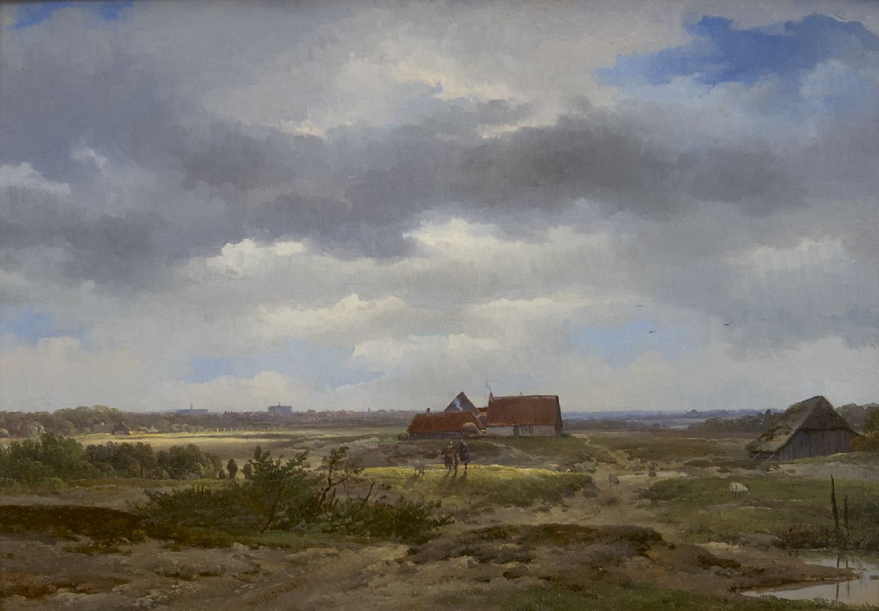 Wijngaerdt A.J. van | Anthonie Jacobus van Wijngaerdt, Zomers landschap, olieverf op paneel 24,7 x 35,2 cm, gesigneerd links van het midden. en gedateerd 1850 Wijngaerdt A.J. van | Anthonie Jacobus van Wijngaerdt, Zomers landschap, olieverf op paneel 24,7 x 35,2 cm, gesigneerd links van het midden. en gedateerd 1850