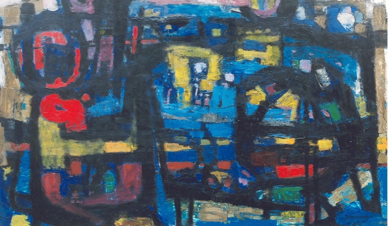 Battermann J.  | Johannes 'Jan' Battermann, Compositie '65, olieverf op paneel 121,0 x 200,0 cm, gesigneerd rechtsonder en gedateerd '65