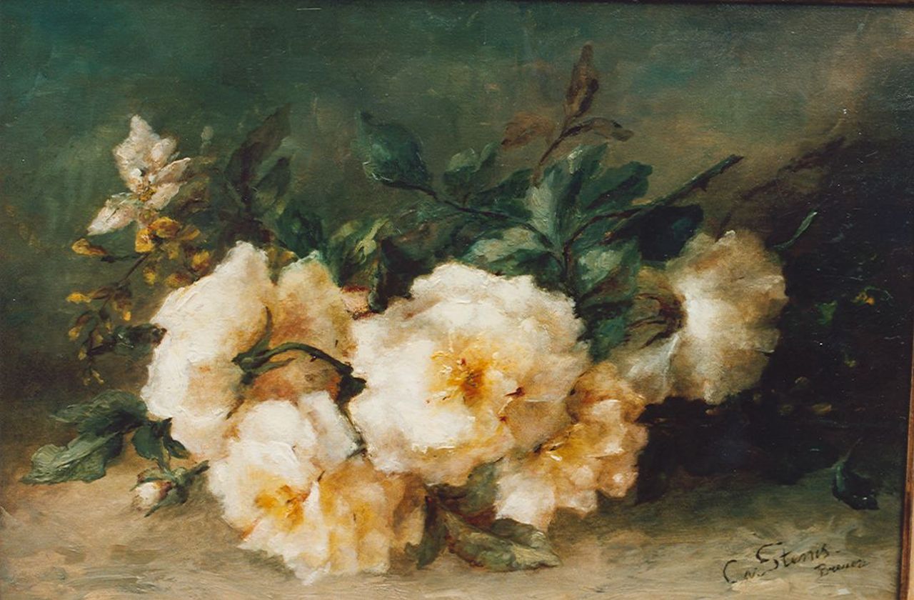 Stenis-Breuer C.F. van | 'Clara' Francina van Stenis-Breuer, Stilleven van gele rozen, olieverf op paneel 35,7 x 53,2 cm, gesigneerd rechtsonder Stenis-Breuer C.F. van | 'Clara' Francina van Stenis-Breuer, Stilleven van gele rozen, olieverf op paneel 35,7 x 53,2 cm, gesigneerd rechtsonder