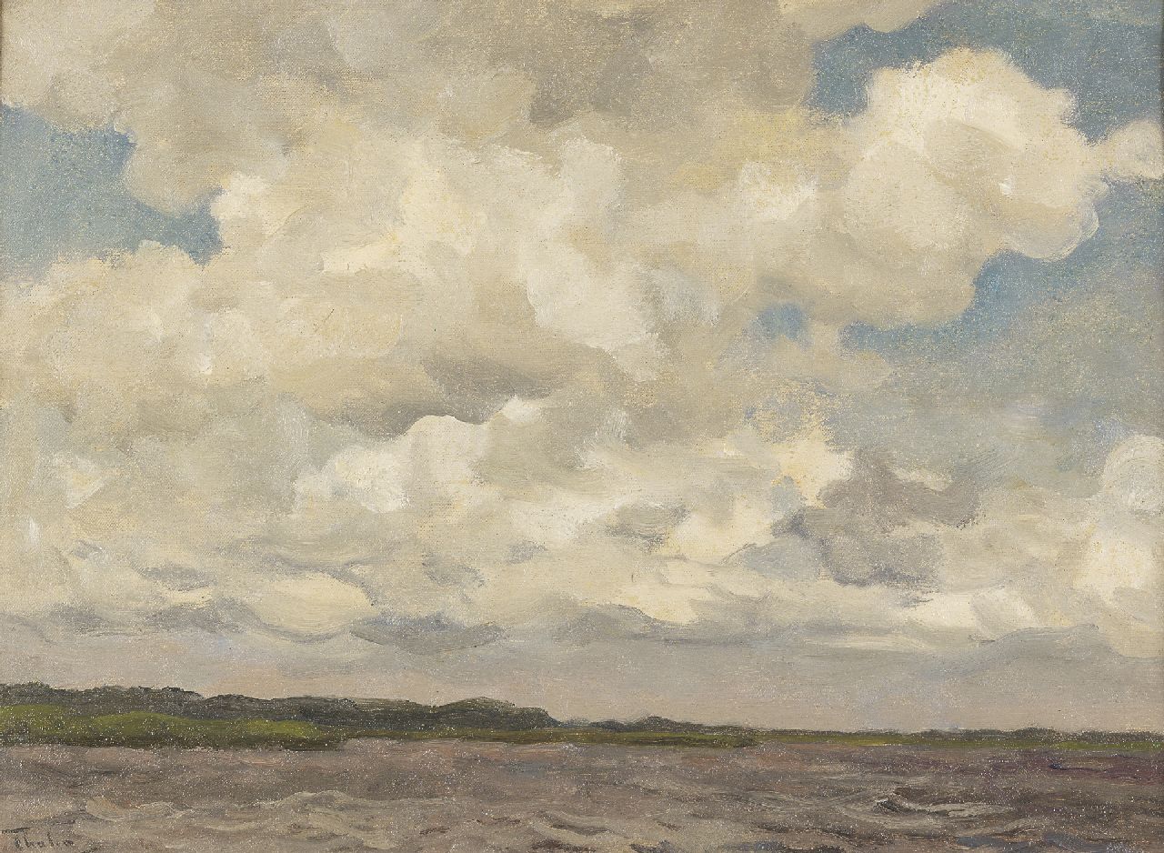 Tholen W.B. | Willem Bastiaan Tholen, Wolkenlucht, olieverf op doek op schildersboard 30,3 x 39,9 cm, gesigneerd linksonder Tholen W.B. | Willem Bastiaan Tholen, Wolkenlucht, olieverf op doek op schildersboard 30,3 x 39,9 cm, gesigneerd linksonder