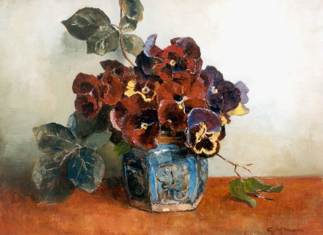 Altmann G. | Gerard Altmann, Viooltjes in gemberpot, olieverf op doek 30,0 x 40,0 cm, gesigneerd rechtsonder Altmann G. | Gerard Altmann, Viooltjes in gemberpot, olieverf op doek 30,0 x 40,0 cm, gesigneerd rechtsonder