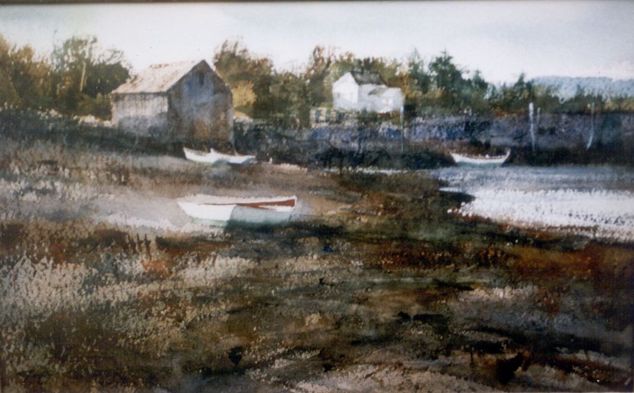 Carpenter G. | George Carpenter, Wit huis aan een meer, aquarel op papier 30,0 x 40,0 cm, gesigneerd rechtsonder Carpenter G. | George Carpenter, Wit huis aan een meer, aquarel op papier 30,0 x 40,0 cm, gesigneerd rechtsonder