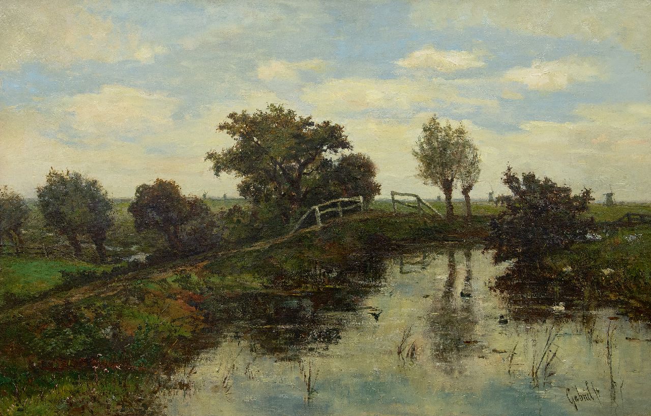 Gabriel P.J.C. | Paul Joseph Constantin 'Constan(t)' Gabriel | Schilderijen te koop aangeboden | Hollands polderlandschap, olieverf op doek 63,6 x 97,7 cm, gesigneerd rechtsonder Gabriel P.J.C. | Paul Joseph Constantin 'Constan(t)' Gabriel | Schilderijen te koop aangeboden | Hollands polderlandschap, olieverf op doek 63,6 x 97,7 cm, gesigneerd rechtsonder