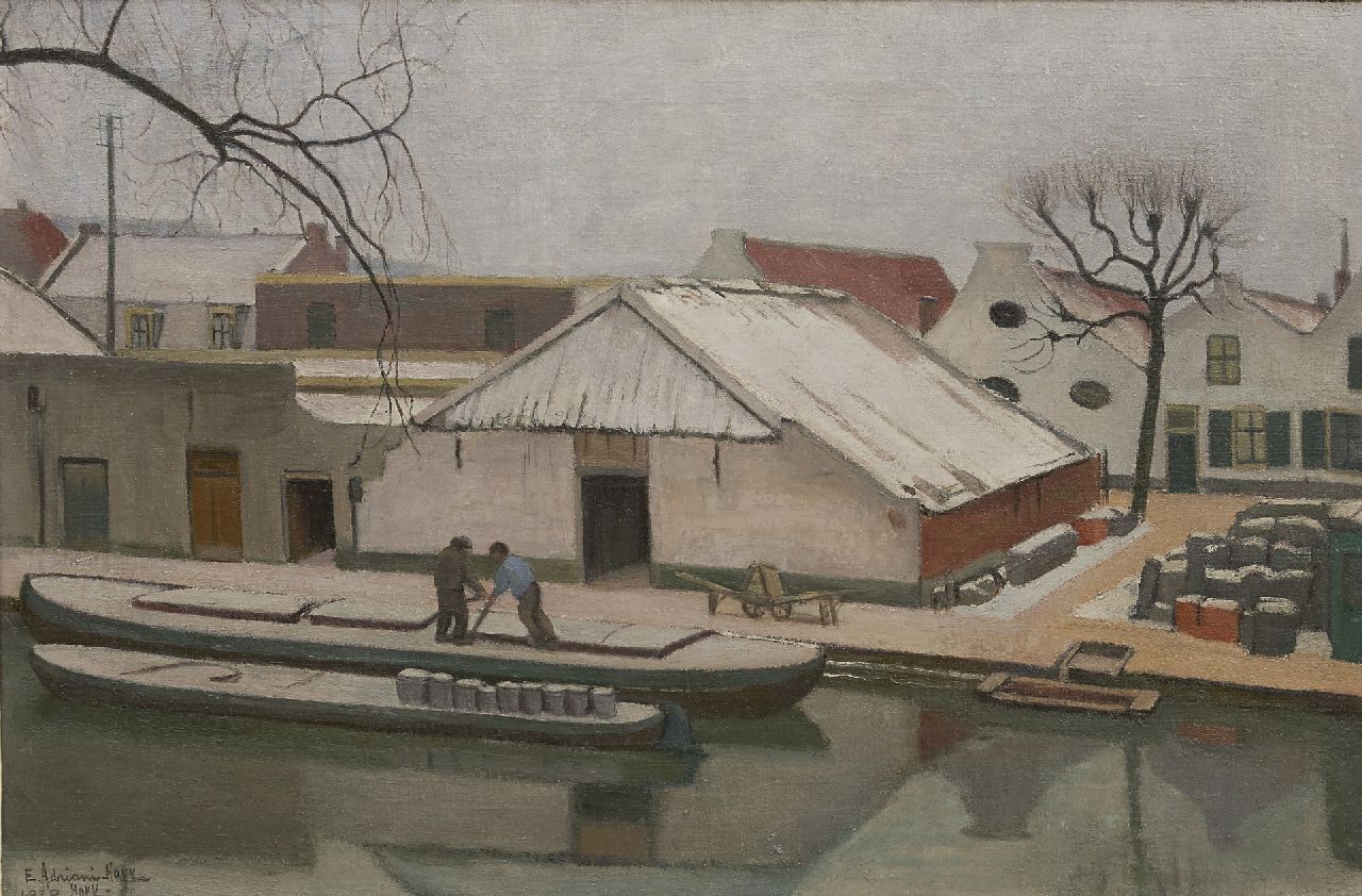 Adriani-Hovy E.M.H. | 'Elisabeth' Marie Hendrika Adriani-Hovy | Schilderijen te koop aangeboden | Vaart bij Utrecht in de winter, olieverf op doek 50,8 x 77,7 cm, gesigneerd linksonder en gedateerd 1929 Adriani-Hovy E.M.H. | 'Elisabeth' Marie Hendrika Adriani-Hovy | Schilderijen te koop aangeboden | Vaart bij Utrecht in de winter, olieverf op doek 50,8 x 77,7 cm, gesigneerd linksonder en gedateerd 1929