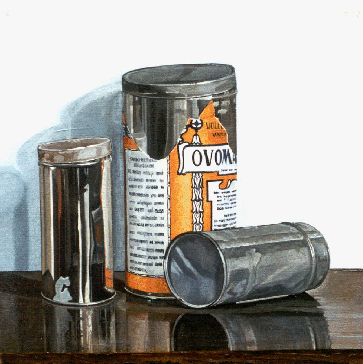 Tromp C. | Cornelis 'Cees' Tromp, Stilleven met Ovomaltinebus, olieverf op doek 28,1 x 28,1 cm, gesigneerd linksboven en verso en gedateerd r.b. 1927 Tromp C. | Cornelis 'Cees' Tromp, Stilleven met Ovomaltinebus, olieverf op doek 28,1 x 28,1 cm, gesigneerd linksboven en verso en gedateerd r.b. 1927