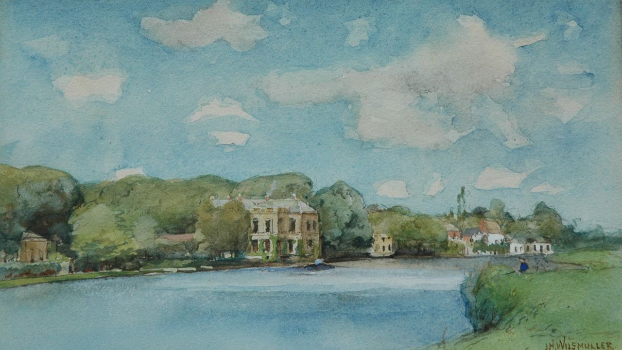 Wijsmuller J.H. | Jan Hillebrand Wijsmuller, Gezicht op de Vecht met Huize Rupelmonde, potlood en aquarel op papier 15,0 x 25,0 cm, gesigneerd rechtsonder Wijsmuller J.H. | Jan Hillebrand Wijsmuller, Gezicht op de Vecht met Huize Rupelmonde, potlood en aquarel op papier 15,0 x 25,0 cm, gesigneerd rechtsonder
